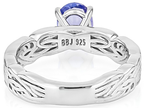 Pre-Owned 1.10ct Oval Tanzanite Rhodium Over Sterling Silver Solitaire Ring - Size 7