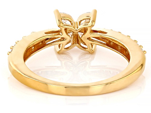 Pre-Owned MOISSANITE FIRE® .60CTW DEW MARQUISE AND ROUND BRILLIANT 14K YELLOW GOLD OVER SILVER RING - Size 8
