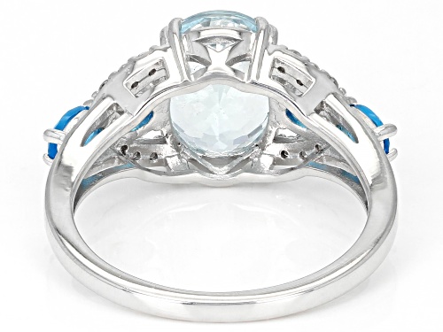 Pre-Owned 2.03ct Blue Apatite with 0.42ctw Neon Blue Apatite & 0.10ctw White Zircon Rhodium Over Sil - Size 8