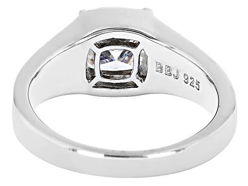 Pre-Owned 3.25ct Square Cushion Strontium Titanate Rhodium Over Sterling Silver Solitaire Ring - Size 11