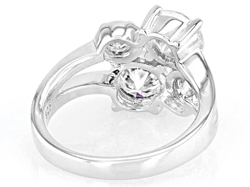 Pre-Owned Moissanite Fire® 2.86ctw DEW Round Platineve® Cluster Ring - Size 7