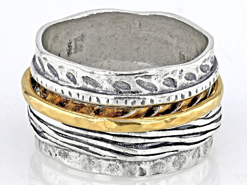 Pre-Owned Artisan Collection of Israel™ 3.00ctw Garnet Two Tone Silver & 14K Gold Over Silver Spinne - Size 6