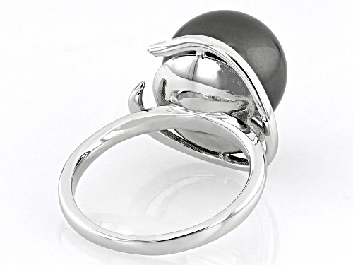 Pre-Owned 12-13mm Black Cultured Tahitian Pearl Rhodium Over Sterling Silver Ring - Size 11