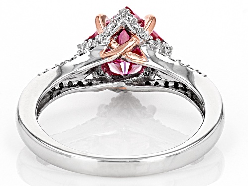 Pre-Owned MOISSANITE FIRE(R) & PINK MOISSANITE 2.18TW DEW PLATINEVE(R) TWO TONE RING - Size 8