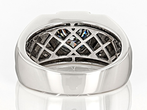 Pre-Owned MOISSANITE FIRE(R) GRAY AND COLORLESS 2.86CTW DEW ROUND PLATINEVE(R) MENS RING - Size 10