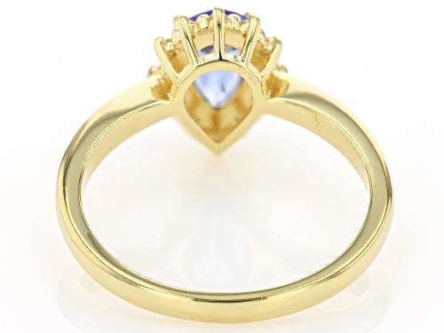 Pre-Owned 0.72ct Tanzanite With 0.05ctw White Zircon 18k Yellow Gold Over Sterling Silver Ring - Size 6