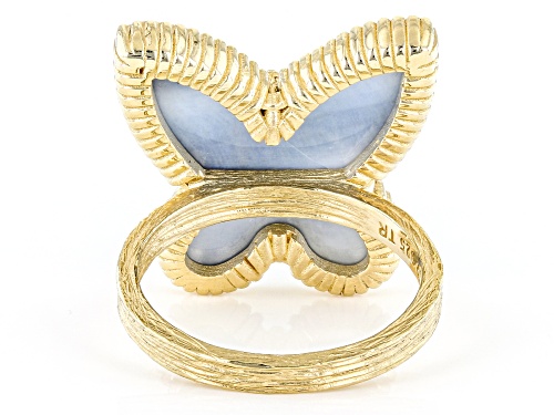 Pre-Owned Artisan Collection of Turkey™ Abalone Shell 18k Yellow Gold Over Sterling Silver Butterfly - Size 7