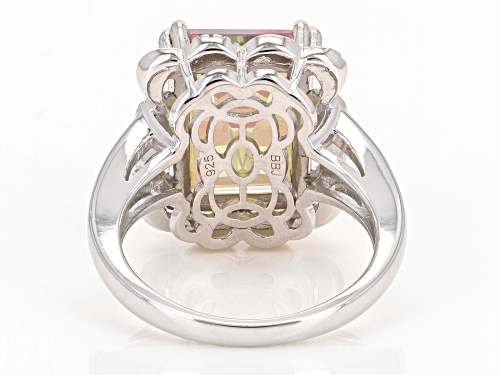 Pre-Owned 6.12ct Sweet Tart™ Quartz with 0.09ctw Zircon Rhodium Over Silver Ring - Size 6