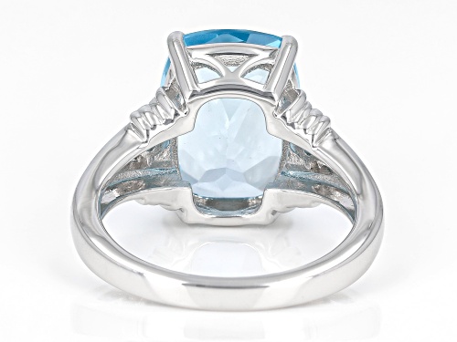 Pre-Owned 4.08ct Cushion Glacier Topaz™ With .03ctw London Blue Topaz Rhodium Over Sterling Silver R - Size 8