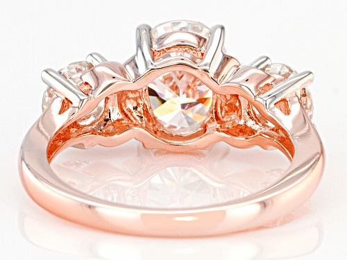 Pre-Owned MOISSANITE FIRE(R) 3.30CTW DEW OVAL AND ROUND 14K ROSE GOLD OVER SILVER RING - Size 5