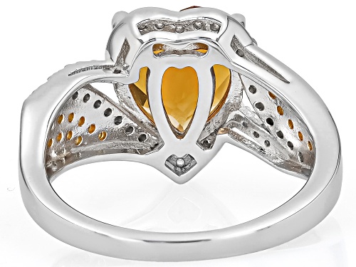 Pre-Owned 2.82ct Madeira Citrine with 0.16ctw Yellow Diamond & 0.38ctw White Zircon Rhodium Over Sil - Size 5