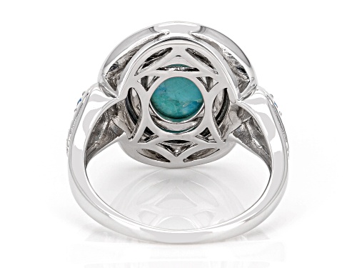 Pre-Owned 10x8mm Composite Turquoise with Abalone Shell and .03ctw Neon Apatite Rhodium Over Silver - Size 7