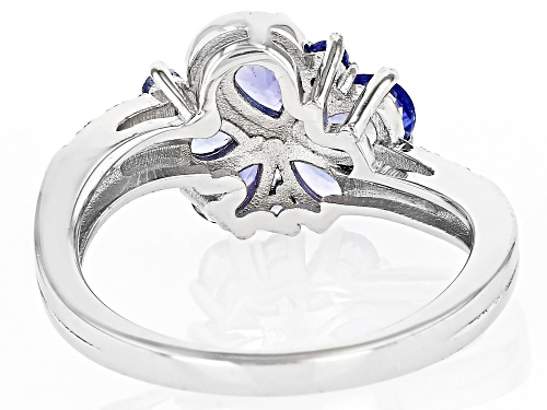 Pre-Owned 1.24ctw Mixed Shapes Tanzanite With 0.02ctw White Diamond Accent Rhodium Over Silver Ring - Size 10