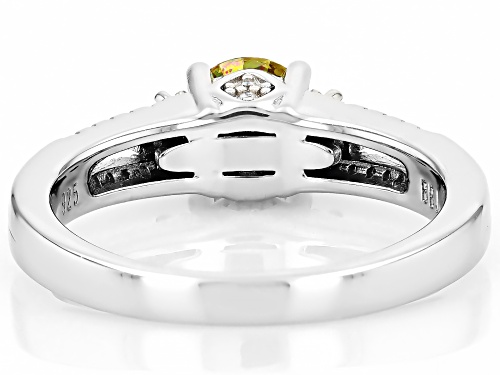 Pre-Owned MOISSANITE FIRE® AND YELLOW MOISSANITE 1.16CTW DEW ROUND PLATINEVE® RING - Size 8