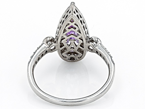 Pre-Owned Charles Winston For Bella Luce® 3.69ctw Lavender & White Diamond Simulants Rhodium Over Si - Size 9