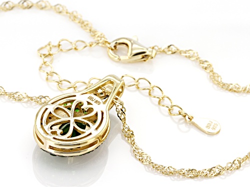 Pre-Owned 1.43ctw Chrome Diopside With 0.02ctw Yellow Diamond 18K Yellow Gold Over Silver Pendant Wi