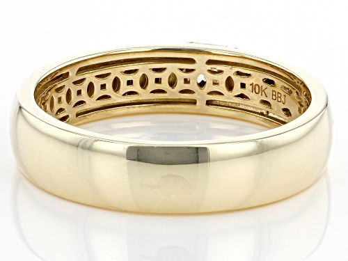 Pre-Owned .35ct Round Strontium Titanate 10K Yellow Gold Mens Ring - Size 8
