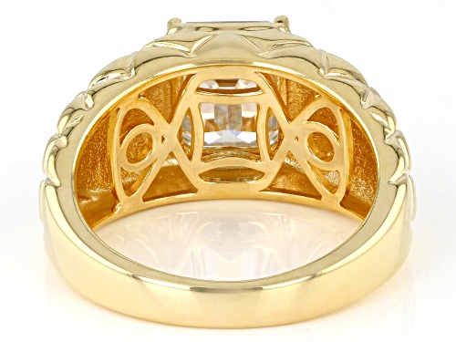 Pre-Owned MOISSANITE FIRE(R) 3.55CT DEW OCTAGONAL EMERALD CUT 14K YELLOW GOLD OVER SILVER MEN'S RING - Size 11