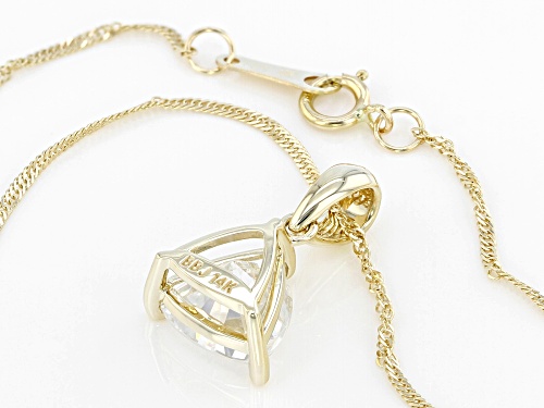 Pre-Owned MOISSANITE FIRE(R) 1.60CT DEW TRILLION CUT 14K YELLOW GOLD SOLITAIRE PENDANT AND SINGAPORE