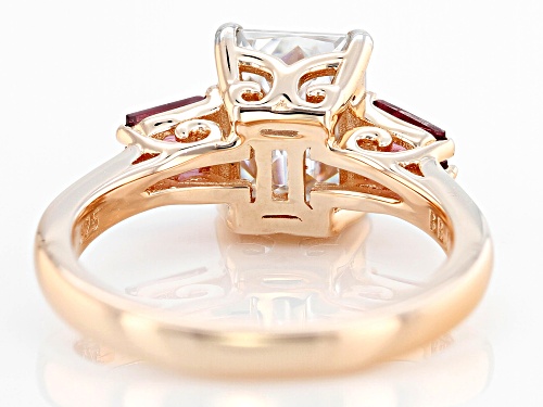Pre-Owned MOISSANITE FIRE® 2.70CT DEW OCTAGONAL RADIANT CUT & RHODOLITE 14K ROSE GOLD OVER SILVER RI - Size 8