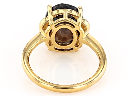 Pre-Owned 6.18ct Oval Golden Sheen Sapphire 18k Yellow Gold Over Sterling Silver Ring - Size 8