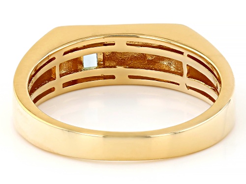 Pre-Owned 0.17ct Baguette Aquamarine 18k Yellow Gold Over Sterling Silver Men's Signet Ring - Size 12