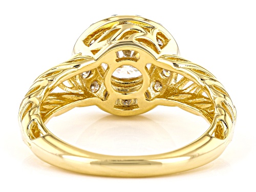 Pre-Owned MOISSANITE FIRE(R) 1.62CTW DEW ROUND BRILLIANT 14K YELLOW GOLD OVER SILVER RING - Size 9
