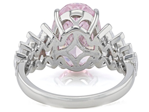 Pre-Owned Bella Luce® 10.31ctw Pink And White Diamond Simulants Rhodium Over Silver Ring(6.25ctw DEW - Size 10