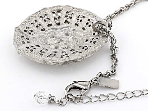 Pre-Owned 1928 Jewelry® Oval White Crystal Silver-Tone Necklace - Size 16