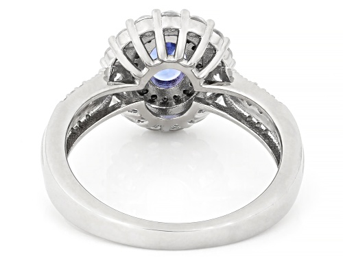 Pre-Owned 58th Anniversary 0.72ct Tanzanite, 1.01ctw Zircon Platinum Over Sterling Silver Ring With - Size 8