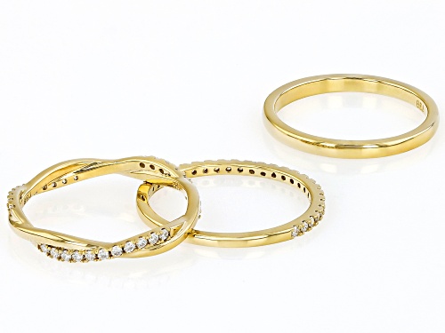 Pre-Owned MOISSANITE FIRE® 0.57CTW DEW 14K YELLOW GOLD OVER SILVER SET OF 3 RINGS - Size 6