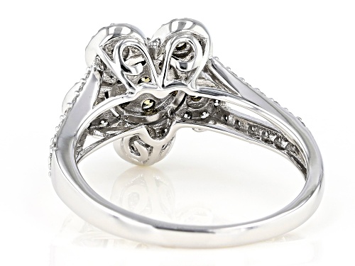 Pre-Owned Prazana® Lab-Grown Diamonds 0.85ctw White And Champagne Diamond 14k White Gold Flower Ring - Size 7