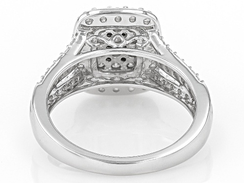 Pre-Owned 1.00ctw Round White Diamond 10k White Gold Cluster Ring - Size 8