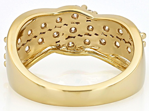 Pre-Owned MOISSANITE FIRE® 1.18CTW DEW ROUND BRILLIANT 14K YELLOW GOLD OVER SILVER RING - Size 9