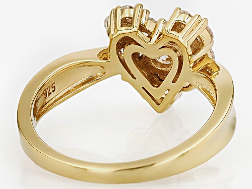 Pre-Owned MOISSANITE FIRE® 1.02CTW DEW ROUND BRILLIANT 14K YELLOW GOLD OVER SILVER HEART RING - Size 7