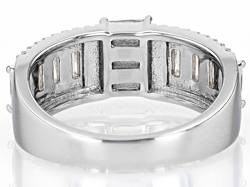 Pre-Owned MOISSANITE FIRE® 1.43CTW DEW BAGUETTE  AND ROUND BRILLIANT PLATINEVE® RING - Size 6