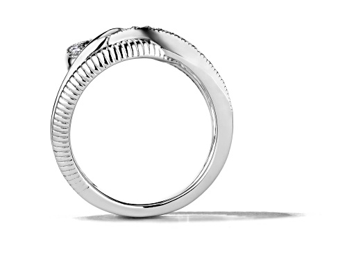 Pre-Owned Judith Ripka Couture Eternity 0.37ctw Diamond Rhodium Over Sterling Silver Intertwined Rin - Size 6