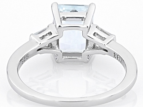 Pre-Owned 1.70ct Rectangular Octagonal Aquamarine With 0.27ctw White Zircon Rhodium Over Sterling Si - Size 9