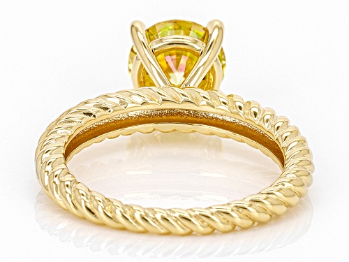 Pre-Owned MOISSANITE FIRE® YELLOW 1.90CT DEW ROUND BRILLIANT 14K YELLOW GOLD OVER SILVER RING - Size 11