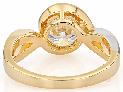 Pre-Owned MOISSANITE FIRE® 1.90CT DEW 14K YELLOW GOLD OVER PLATINEVE TWO TONE RING - Size 6