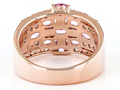 Pre-Owned Exotic Jewelry Bazaar™ 1.56ctw Ceylon Pink Sapphire & .56ctw Zircon 18k Rose Gold Over Sil - Size 10