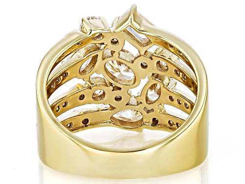Pre-Owned MOISSANITE FIRE® 2.30CTW DEW 14K YELLOW GOLD OVER SILVER SCATTERED DESIGN RING - Size 5