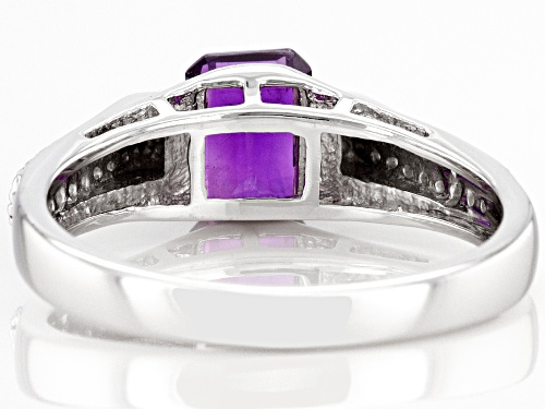Pre-Owned 1.87ctw Amethyst With White Zircon Rhodium Over Sterling Silver Ring - Size 11