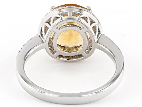 Pre-Owned 2.98ct Citrine with 0.14ctw White Zircon Rhodium Over Sterling Silver Ring - Size 6