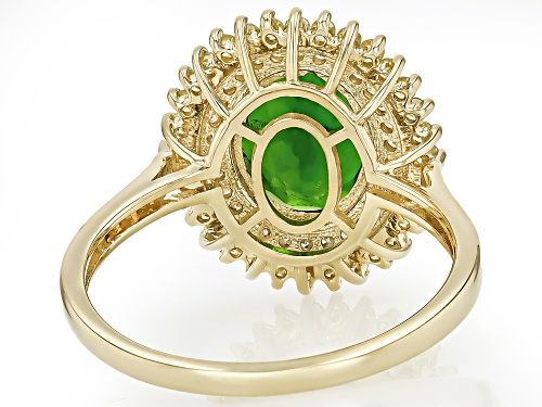 Pre-Owned 2.30ct Chrome Diopside With 0.32ctw Yellow And 0.21ctw White Diamond 10k Yellow Gold Ring - Size 5