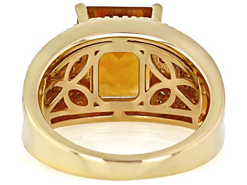 Pre-Owned 3.57ctw Madeira Citrine With 0.60ctw Yellow Diamond 18k Yellow Gold Over Sterling Silver R - Size 8