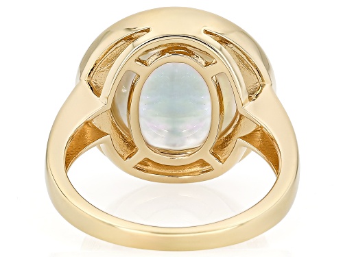 Pre-Owned 15mm White Cultured South Sea Mabe Pearl 18K Yellow Gold Over Sterling Silver Ring - Size 8