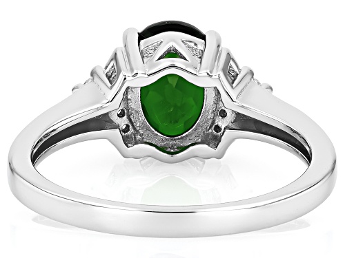 Pre-Owned 1.67ct Oval Chrome Diopside With 0.20ctw White Moissanite Fire(R) Rhodium Over Sterling Si - Size 8