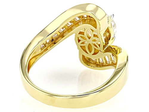Pre-Owned MOISSANITE FIRE® 2.46CTW DEW ROUND BRILLIANT & BAGUETTE 14K YELLOW GOLD OVER SILVER RING - Size 8