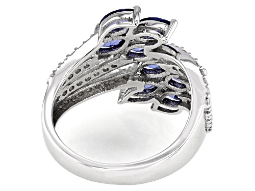 Pre-Owned Bella Luce® Esotica™ 3.54ctw Tanzanite And White Diamond Simulants Rhodium Over Sterling S - Size 6